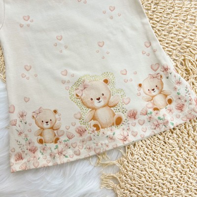  Conj. Blusa Ursinhas Fofas e Short - Areia e Ferrugem